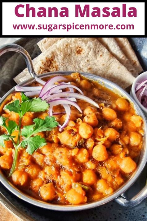 One of the most popular dishes in both India and Pakistan, chana masala is chickpeas cooked in a spicy tomato-based sauce. Fried Flat Bread, Chickpeas Curry, Chole Masala, Popular Dishes, Vegetarian Sides, Quick Dinners, Chickpea Curry, Lentil Curry, India And Pakistan