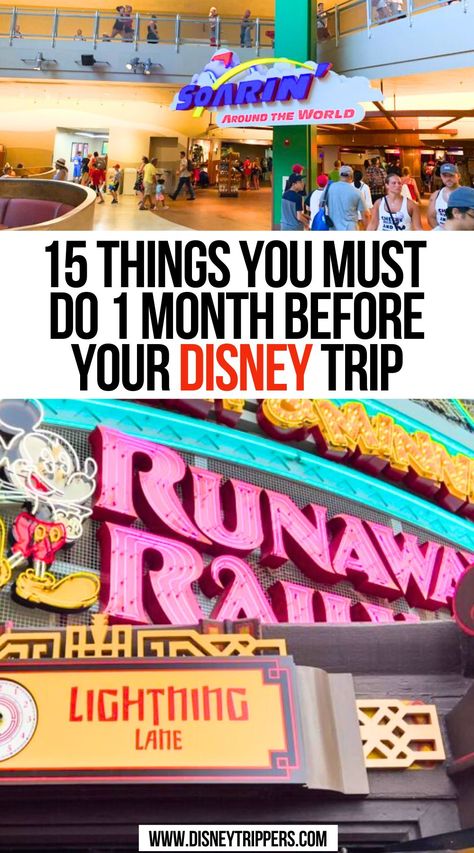 15 Things You Must Do 1 Month Before Your Disney Trip Disney World To Do List, Disney Must Do, Best Things To Do At Disneyland, Must Do Disney World, Planning A Disney Trip, Disneyland Trip Planning 2024, Disney Must Do List, Disney Tips And Tricks 2024, Disney To Do List