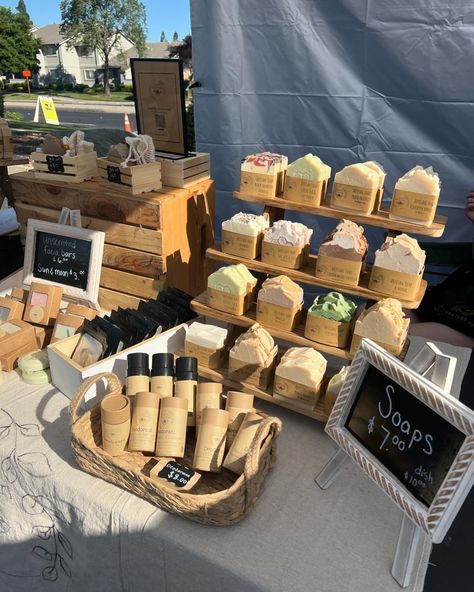 Mahany farmers market , 8-1:00 today! Roseville🌹 Selling Soap At Farmers Market, How To Set Up Farmers Market Table, Soap Farmers Market Display, Farmers Market Selling Ideas, Farm Business Ideas, Farmer Market Display Ideas, Farmers Market Booth Display, Farmers Market Display Ideas, Farmers Market Stands