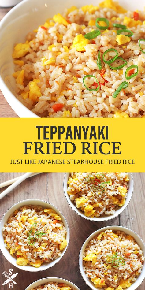 Chicken Fried Rice Japanese, Japanese Shrimp Fried Rice, Sakura Fried Rice Recipe, Sweet Fried Rice, Fuji Fried Rice Recipe, Chicken Teppanyaki Recipe, Japanese Steakhouse Fried Rice, Teppanyaki Chicken, Teppanyaki Fried Rice