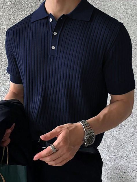 . Comfy and stylish, perfect for everyday wear. #mensfashion #casualwear Men’s Smart Fashion, Aesthetic Clothing For Men, Clothes For Short Men, Textured Shirts For Men, Simple Style For Men, Men Stylish Outfits, Simple Outfits Men, Knitted Polo Shirt Men, Shirt Pant For Men