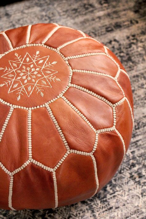 Improving Sleep, Art Marocain, Jasmine Flowers, Moroccan Leather Pouf, Moroccan Cushions, White Jasmine, Poufs & Ottomans, Leather Scraps, Floor Pouf