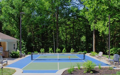 Backyard Pickleball Courts |  Browning Pools & Spas Backyard Pickleball Court Ideas, Pickleball Court Aesthetic, Pickleball Court Backyard, Backyard Pickleball Court, Backyard Court, Pickleball Courts, Simple Pool, Pool Renovation, Pickleball Court