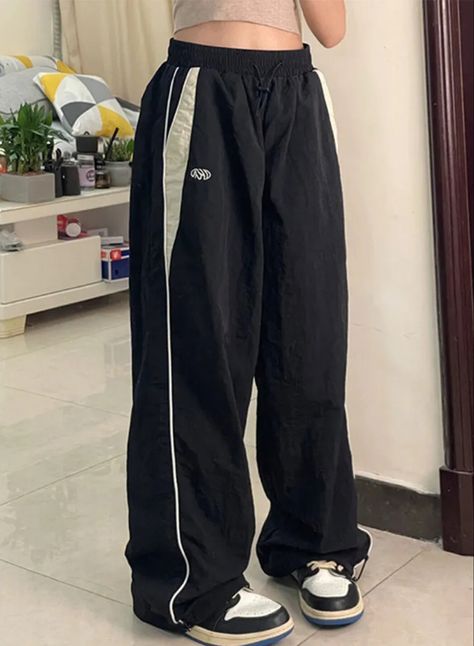 Y2k Women Wide Leg Cargo Pants Casual Streetwear Loose Drawstring Trousers Drawstring Sweatpants Female Vintage Baggy Joggers Black Baggy Sweatpants, Preppy Punk, Hip Hop Joggers, Blue Streetwear, Baggy Sweatpants, Girl Sweatpants, Streetwear Pants, Vintage Preppy, Wide Leg Sweatpants