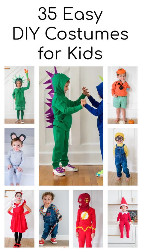 The best DIY costumes for babies, toddlers and kids. Find 35 EASY DIY Costumes Handmade Costumes For Kids, Diy Superhero Costume For Kids, Little Boy Halloween Costumes Diy, Diy Toddler Monster Costume, Toddler Boy Diy Costume, Preschool Boy Halloween Costumes, Diy Kids Scarecrow Costume, Diy Super Hero Costumes For Kids, Homemade Toddler Halloween Costumes