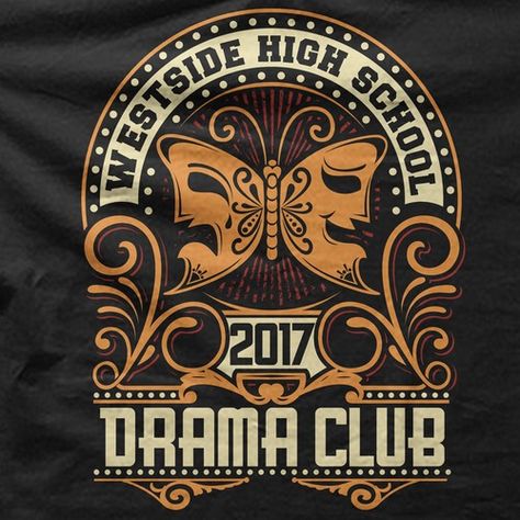 High School Drama Club T-shirt for www.imagemarket.com T-shirt contest winning#design#shirt#Kelly Drama Icon Logo, Drama Club Logo Design, Event Tshirt Design Shirt Ideas, Drama Club Shirts, School Club Poster Design, Drama Club Logo, Cool Hoodie Design Ideas, School Club Shirts, Crew Shirt Design