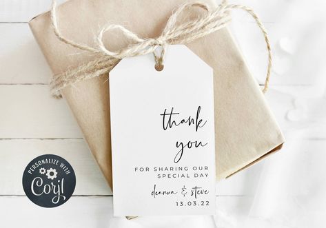 Thank You Tags Wedding, Wedding Gift Tags Printable, Souvenir Card, Wedding Favor Tags Printable, Moodboard Wedding, Modern Wedding Favors, Personalized Christmas Tags, Modern Wedding Gifts, Wedding Tokens