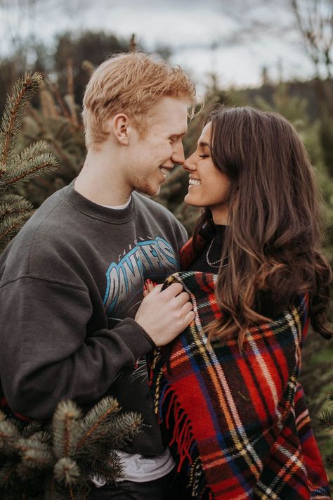 Christmas Tree Farm Pictures, Tree Farm Pictures, Tree Farm Photo Shoot, Christmas Engagement Photos, Christmas Tree Farm Photo Shoot, Christmas Tree Farm Photos, Farm Engagement Photos, Christmas Couple Photos, Christmas Couple Pictures