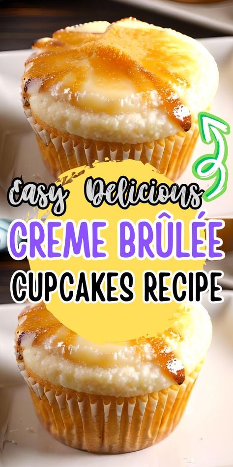 I absolutely love making Creme Brûlée Cupcakes. They are the perfect combination of rich and creamy custard filling surrounded by a light and fluffy cupcake base. The best part is, of course, the crackly caramelized sugar top that adds a delightful crunch with every bite. Vanilla Bean Cream Brûlée Cheesecake Cupcakes, Creme Brulee Cheesecake Cupcakes, Cream Brulee Cheesecake, Creme Brulee Cupcakes, Creme Brulee Cheesecake, Fluffy Cupcakes, Cream Brulee, Pastry Cream Filling, Classic French Desserts