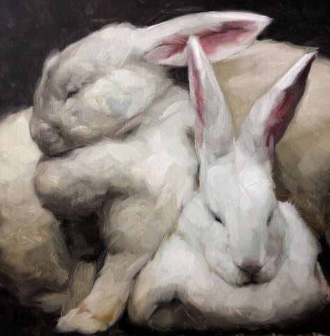 Jennifer Gennari, White Rabbits, Kunst Inspiration, Rabbit Art, Bunny Art, Oil Painting Portrait, Arte Inspo, White Painting, Animal Paintings