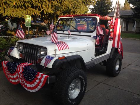 4th of July jeep 2015 4th Of July Jeep Parade Ideas, Patriotic Jeep Decorations, Jeep Parade Decorations, Jeep Decorations For Parade, Jeep Decorations, Parade Decorations, Jeep Decor, Fellowship Ideas, Veterans Appreciation