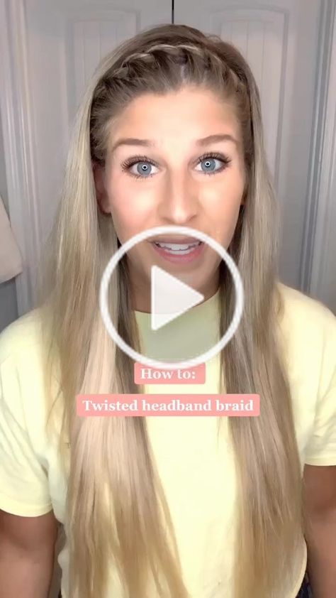 Bread Headband Hair, How To Do Headband Braid, Twisted Hair Headband, Hair Braid Headband Tutorial, Fake Braid Headband Hairstyles, Hair Hairband Hairstyle, Forehead Braid Hairstyles, Easy Headband Braid, Hairband Braid Hairstyle