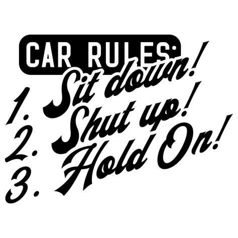 Car Rules Decal Funny Car Truck Tumbler Window Sticker 22 Variations Gift Idea Pick Size and Color This decal is made from high-quality, long-life vinyl that will stick directly to doors, windows, bumpers, and any clean, smooth non-porous surface.   Decal has no background Self-adhesive Waterproof and stain-resistant UV protected Easy-to-apply instructions will be included with your order. The outdoor weatherproof permanent vinyl with a 5-year outdoor, and 10-year indoor warranty against fading Svg For Car Decal, Funny Car Coasters Sayings, Stickers For Cars Ideas, Car Decals Vinyl Window Stickers, Car Decal Ideas, Car Decal Svg, Funny Car Bumper Stickers, Car Sticker Ideas, Cool Car Stickers