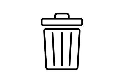 Web line icon. Trash can black on white background EPS + JPG vector Trash Bin Drawing, Dustbin Drawing, Trash Can Drawing, Trash Logo, Trash Icon, Recycle Bin Icon, White Bin, Recycle Logo, Pastel Goth Art