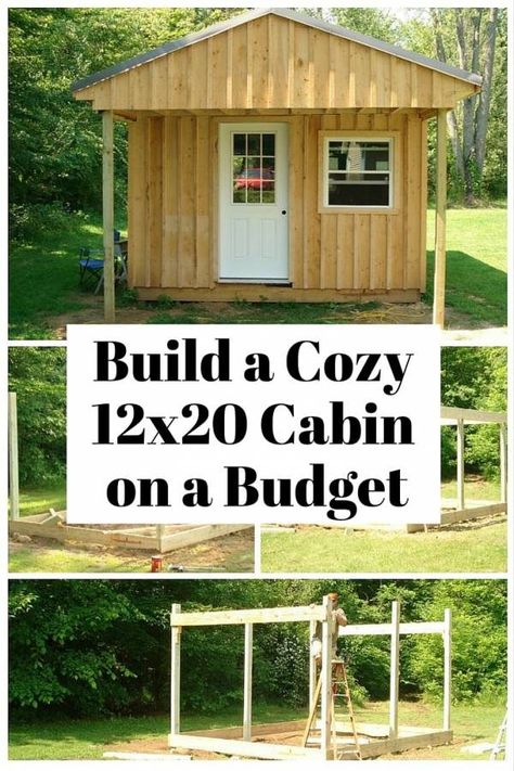 Build a sturdy and cozy cabin that improves your property without breaking your bank. Affordable, convenient and easy to build. 12 X 20 Cabin, Outside Cabin Ideas, One Room Cabin Interior Small Spaces, 10 By 20 Shed, Build A Tiny House On A Budget, Building A Tiny House On A Budget, 12x20 Tiny House, Diy Guest House, Backyard Tiny Guest House