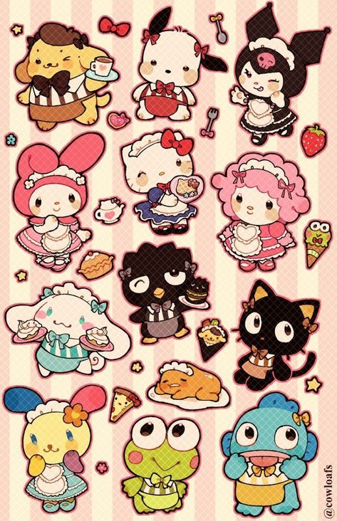 Stuff To Put Stickers On, Cute Stickers Sanrio, Stickers To Draw, Sanrio Stickers Printable, Sanrio Sticker Sheet, Thing To Print, Hello Kitty Sticker Sheet, Hello Kitty Colouring, Anime Sticker Sheet