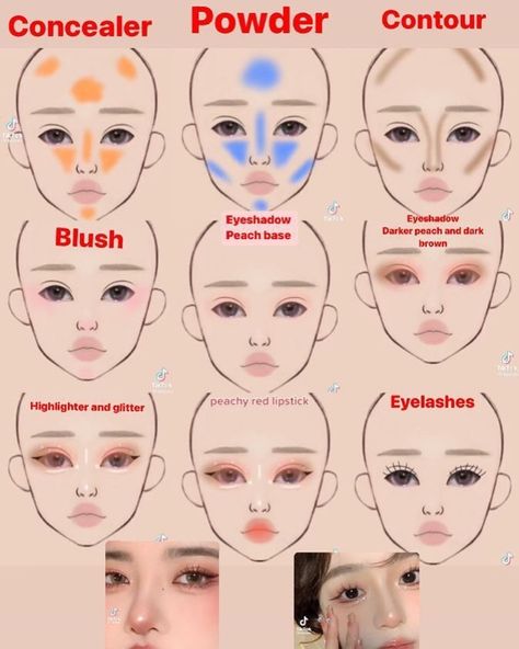 Makeup | One minute makeup tutorial 😍 @kristyle_makeup | Instagram Kpop Makeup Tutorial, Jaclyn Hill Makeup, Asian Makeup Tutorials, Makeup Charts, Makeup Starter Kit, Round Face Makeup, Korean Makeup Tutorials, Simple Makeup Tips, Makeup Help