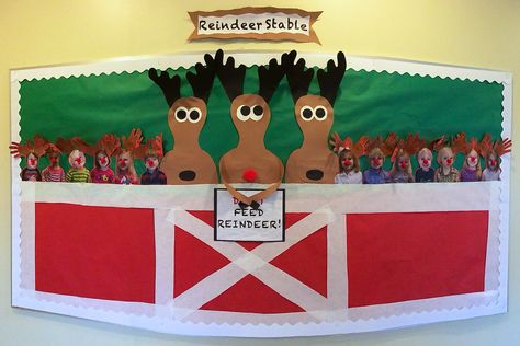 "Don't Feed Reindeer"  Christmas Bulletin Board #preschool Don't Feed The Reindeer Door, Christmas Bulletin Board Preschool, Reindeer Door Decoration For Classroom, Reindeer Bulletin Board Ideas, Preschool Christmas Bulletin Boards, Christmas Bulletin Board Ideas Preschool, Reindeer Bulletin Board, Reindeer Bulletin Boards, Koala Crafts