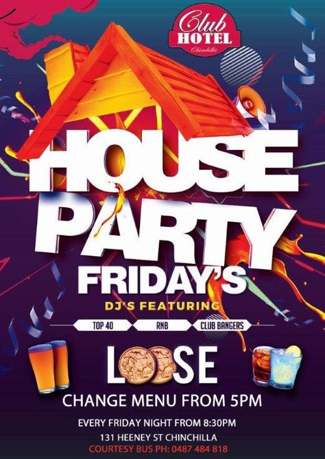 House Party Flyer Background, Club Party Flyer Design, House Party Poster Design, Party Logo Design Graphics, House Party Flyer Design, House Party Poster, Party Flyer Ideas, Event Poster Design Layout, House Party Flyer