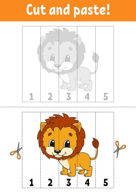 Learning numbers. Cut and play. Education developing worksheet. Game for kids. Activity page. Puzzle for children. Riddle for preschool. Flat isolated vector illustration. Cute cartoon style. Seasons Activities For Preschoolers, Free Printable Puzzles, Montessori Diy, Kids Worksheets Preschool, Preschool Activities Toddler, Puzzle Games For Kids, Kindergarten Learning Activities, Baby Learning Activities, Puzzles For Toddlers