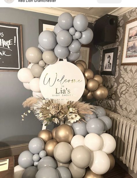 Welcome Baby Party, Acrylic Welcome Sign, Black And Gold Balloons, Wedding Anniversary Decorations, Garland Backdrops, Birthday Wall, Balloon Display, Balloon Installation, Diy Balloon Decorations