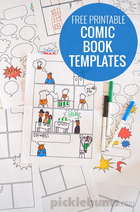 Free Printable Comic Book Templates (via Picklebums) Free Drawing Templates, Comic Strip Ideas Student, Make Your Own Comic Book, Comic Strip Template, Comic Template, Comic Book Template, Book Templates, Reading Response, Teaching Writing