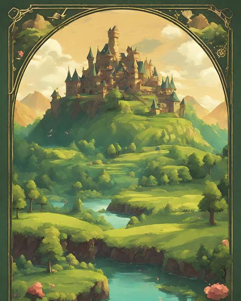 Digital Zelda Poster Print | The Legend of Zelda Hyrule Landscape Scenery Wall Art Decor Hyrule Landscape, Zelda Artwork, Mythical Land, Zelda Poster, Hyrule Castle, Epic Journey, Landscape Scenery, Jan 17, The Legend Of Zelda