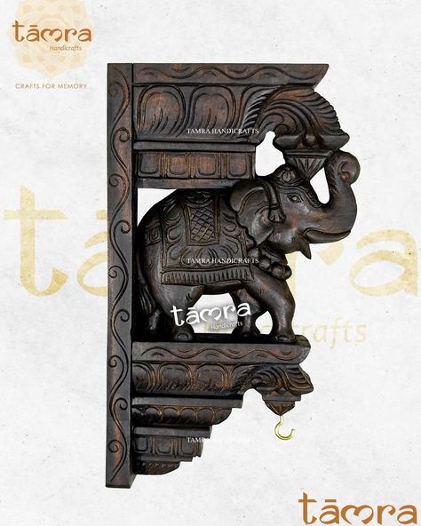 Buy Handcrafted Wooden Elephant Wall Decor. We Do Undertake Custom Made Orders As Well. Contact : +91-93534-66143 #decor #walldecor #wallhanging #elephant #artandcrafts #art #crafts #handicraft #handicrafts Wall Decor Indian, Wooden Handicrafts, Compass Art, Elephant Wall Decor, Wooden Corbels, Wooden Brackets, Elephant Carving, Carved Wood Wall Art, Indian Arts And Crafts