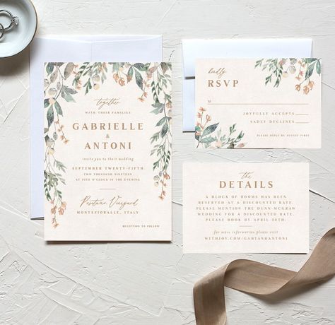 Rustic vines wedding invitation stationery suite. Diy Wedding Invitations Simple, Online Wedding Invitations Design, Rustic Wedding Invitation Design, Rustic Wedding Invitations Diy, Playful Wedding Invitations, Wedding Invites Diy, Wedding Invite Design, Romantic Wedding Invitations, Wedding Invitation Styles