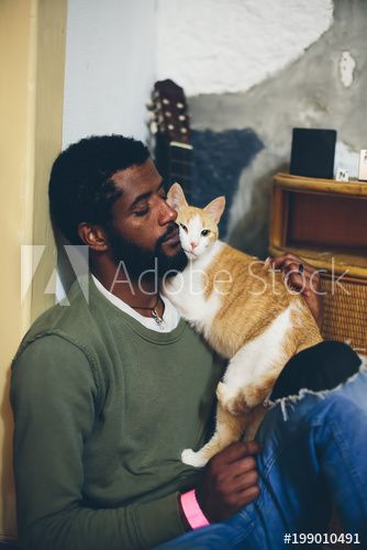 Poses With Cat, Cat Stock Photo, Men With Cats, Black Beard, Black Beards, Cat Stock, Male Poses, Pose Reference Photo, New Love