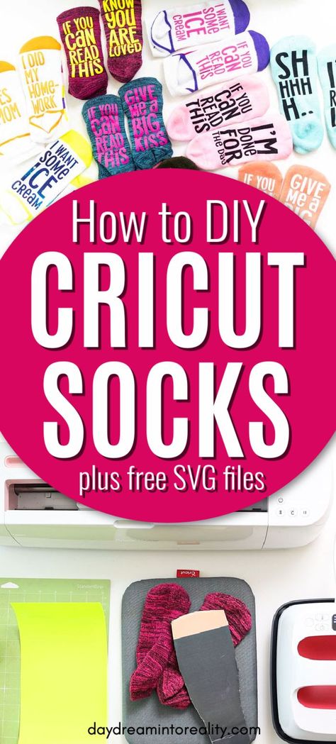 In today’s tutorial, you’re going to learn how to personalize socks with your Cricut using heat transfer vinyl (HTV/Iron-On) and Infusible Ink. Not only that, but I also have 12 beautiful Free SVG socks templates for you to download and follow along with this tutorial. #cricutsocks #cricutmade #ironon #htv #freesvg #cricutexplore #cricutmaker Cricut Socks Diy, Cricut Binder, Cricut Socks, Cricut Personalized Gifts, Cricut Expression Projects, Cricut Projects Christmas, Cricket Maker, Cricut Corner, Sock Ideas