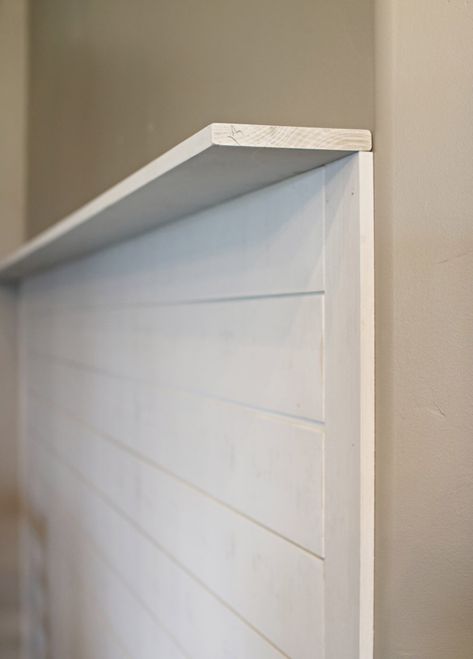 Shiplap Corners, Entryway Shiplap Wall, Entryway Shiplap, Shiplap Foyer, Build An Entryway, Diy Vertical Shiplap, Shiplap Hallway, Small Entryway Decor, Mudd Room