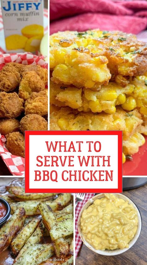 What to serve with bbq chicken - get 24 sides that are perfect for any bbq, including corn, beans, mac and cheese, potato salad, and so much more. Side With Bbq Chicken, Sides For Drumstick Chicken, Side Dish With Bbq Chicken, What To Eat With Bbq Chicken, Best Sides For Bbq Chicken, Smoked Chicken Dinner Sides, Bbq Chicken Dinner Ideas Sides, Bbq Chicken Dinner Side Dishes, Drumstick Sides