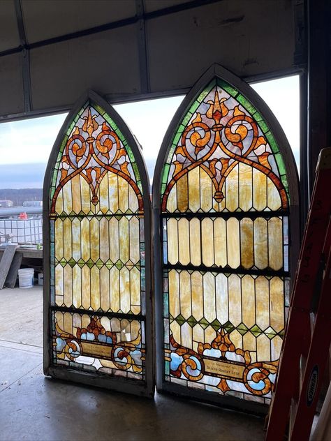 AN 2 available price each arch top stained glass window 45 X 1 01.5. | eBay Unique Closet Doors Mirrored, Stained Glass Triptych, Famous Stained Glass Windows, Mexican Stained Glass Windows, William Morris Stained Glass Window, Museum Glass Display, Stained Glass Hibiscus, Acotar Stained Glass Art, Stain Glass Design