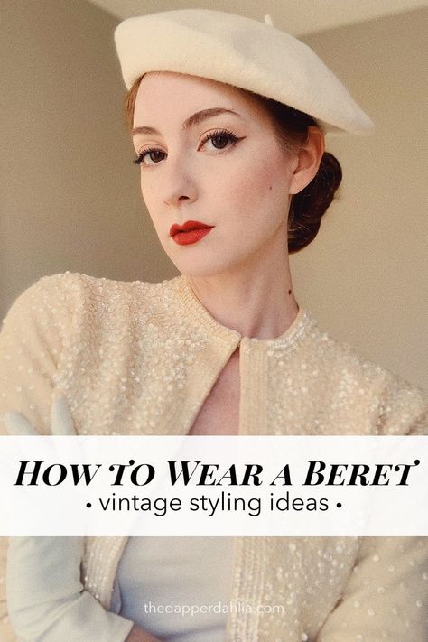 how to wear a beret hat, vintage styling ideas Outfit With Beret Hat, How To Wear A Beret Hat, Beret Hairstyles, How To Style A Beret, Outfit With Beret, Beret Hat Outfit, Beret Hair, How To Wear A Beret, Beret Outfit