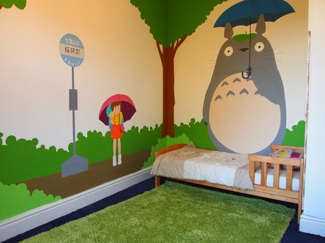 Miyazaki Nursery, Totoro Room, Totoro Bedroom, Totoro Nursery, Geek Room, Geek House, Dream Bedrooms, Ghibli Studio, Themed Rooms