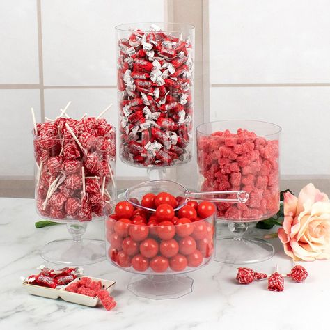 Our value sized candy buffet is the sweetest addition your celebration! Buffet Includes 7lbs of Candy: 2lb Sugar Sanded Gummy Bears, 30ct Twisty Pops, 2lbs of Gumballs, and 360ct of Frooties Serves up to 28 people (4oz of candy per guest) Plastic Candy Buffet Containers Not Included This item is heat sensitive and will ship with cool pack packaging as needed. Top Baby Shower Themes, Candy Orders, Christmas Candy Buffet, Red Candy Buffet, Candy Buffet Containers, February Baby Showers, Sweet Baby Shower Ideas, Canada Day Party, Red Baby Shower