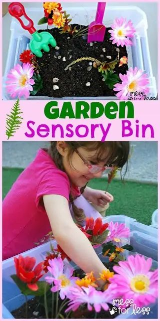 Create a garden sensory bin that kids will love. Perfect for Spring and so easy to put together. Garden Sensory Bin, Garden Sensory, Preschool Garden, Spring Preschool, Fun Summer Activities, Sensory Table, Aktivitas Montessori, Sensory Bin, Preschool Theme