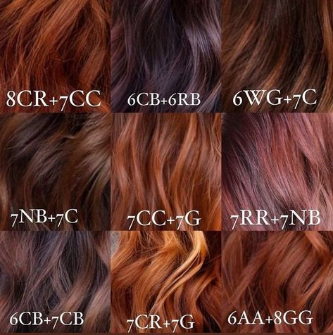 Brown Hair Formulas, Red Hair Formulas, Red Hair Color Shades, Hair Formulas, Copper Hair Dark, Copper Brown Hair, Brown Hair Color Shades, Red Copper Hair Color, Hair Education