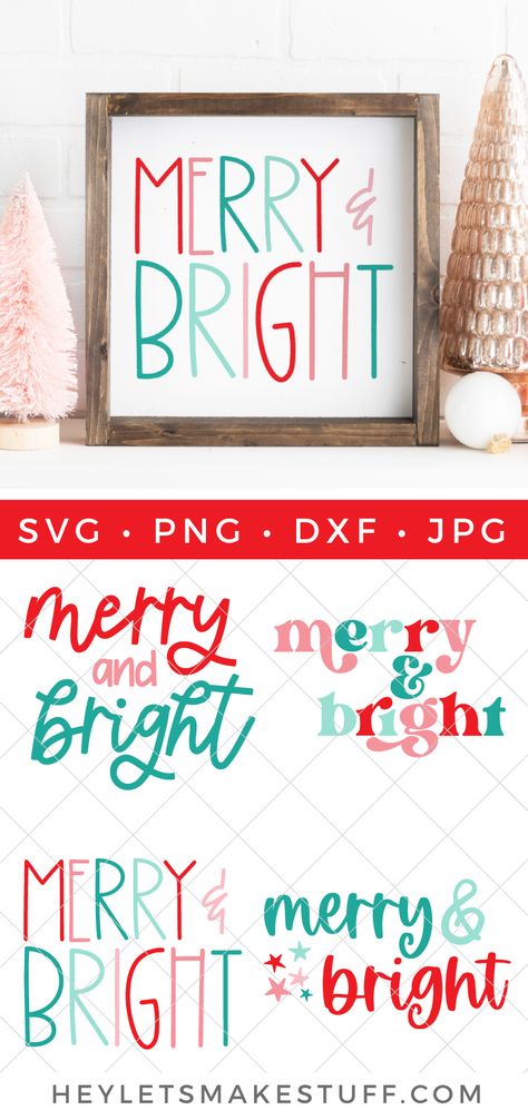 The Christmas season is merry and bright! Add holiday cheer to your festivities with a FREE merry and bright SVG! Use it to create Christmas and holiday-inspired decor, clothing, gift tags, and more! Christmas Svg Files Free, Merry And Bright Svg, Homemade Signs, Merry And Bright Christmas, Merry Bright Christmas, Silhouette Christmas, Bright Christmas, Christmas Svg Files, Cricut Free