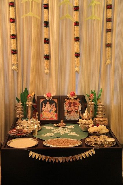 Aanya's Aksharabhyasam Pooja set up at home... Diy Food Storage, Home Mandir, Diwali Pooja, Ganpati Decoration At Home, Ganapati Decoration, Flowers Simple, Diwali Decorations At Home, Housewarming Decorations, Wedding Entrance Decor