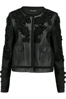 Embroidered Leather Jacket, Dolce Gabbana Jacket, Leather Embroidery, Jackets Black, Designer Jackets, Embellished Jacket, Cropped Leather Jacket, Embroidered Leather, Real Leather Jacket