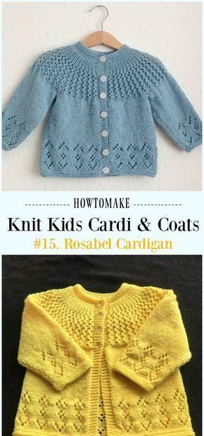 Baby Knitting Patterns Rosabel Cardigan Free Knitting Pattern – #Knit Kids #Cardiga… Baby Cardigan Knitting Pattern Free, Cardigan Bebe, Baby Cardigan Pattern, Knitting Patterns Free Sweater, Baby Sweater Patterns, Kids Cardigans, Baby Sweater Knitting Pattern, Knit Baby Sweaters, Baby Cardigan Knitting Pattern