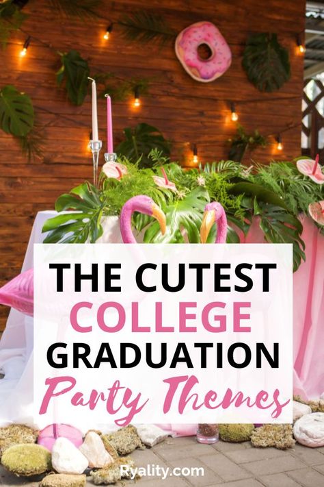 had no idea what my grad party theme was going to be this year but this gave me so many college graduation party themes cute ideas!! College Graduation Party Themes, College Grad Party Decor, High School Graduation Party Themes, Grad Party Centerpieces, College Graduation Decorations, Graduation Party Food Ideas, Graduation Party Food, College Graduation Party Decorations, Grad Party Theme