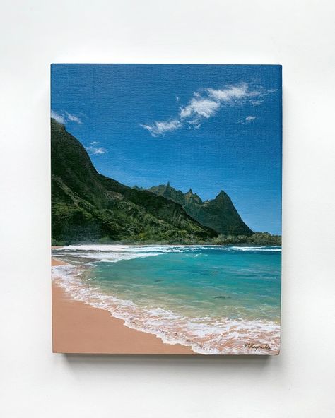 Beach Paintings On Canvas, Acrylic Beach Painting, Painting On The Beach, Ocean Painting Acrylic, Beach Acrylic Painting, Ocean Landscape Painting, Beach Paintings, Canvas Painting For Beginners, Fall Canvas Painting