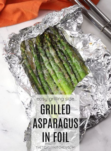 Grilled asparagus in foil recipe by The Toasty Kitchen. Grilled asparagus in foil is an easy and nutritious side dish to toss on the grill this summer! Fresh asparagus spears are tossed in garlic seasoning, wrapped in foil, then grilled until tender and topped with melty parmesan cheese. #grilledasparagus #asparagusinfoil #foilpacketrecipe #grilling #camping #grillingside #recipe Smoked Pork Tenderloin Recipes, Smoked Vegetables, Smoked Pork Tenderloin, Grilled Asparagus Recipes, Asparagus Recipes Roasted, Oven Roasted Asparagus, Asparagus Seasoning, Bacon Wrapped Asparagus, Traeger Recipes