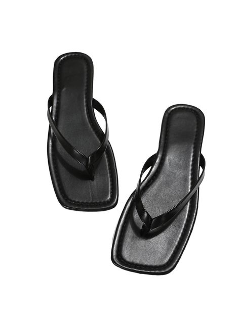 PRICES MAY VARY. These women's flip flops feature a square toe that is trendy and minimalist, creating a leisurely summer style. The insole of these women's flip flops with rubber delivers great comfort and cushioning for your foot. The rubber outsole ensures stable steps on smooth ground and offers lasting durability. Slip into these flip flop sandals and take a leisurely walk, or go for a relaxing vacation by the sea Please refer to the Item Description below for Size Details.（The item descrip Flip Flop Images, Women's Flip Flops, Black Sandals Flat, Flat Slippers, Etsy Promotion, Slippers Black, Flip Flops Style, Black Flip Flops, Summer Flip Flops