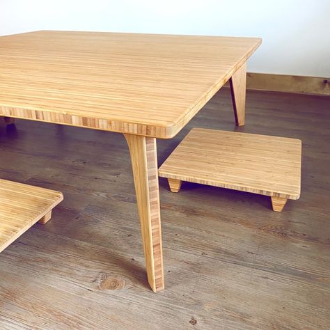 LOW Square Coffee Table Dining Table Desk Japanese Floor Table Chabudai: With Floor Chair for Pillow/cushion Natural BAMBOO - Etsy Japanese Floor Table, Desk Japanese, Square Dining Table Set, Large Square Coffee Table, Dining Table Desk, Low Coffee Table, Coffee Table Rectangle, Square Coffee Table, Bamboo Furniture