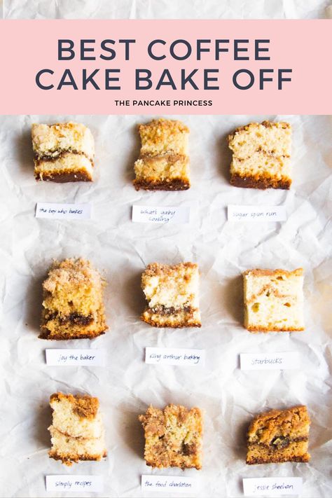 Looking for the best coffee cake recipe? You're in luck! We tried nine different recipes to find the best one! Comfort Breakfast, The Best Coffee Cake, Best Coffee Cake, Pancake Princess, Bake Off Recipes, Easy Bundt Cake, Best Pecan Pie, Coffee Cake Recipe, Breakfast Sweets