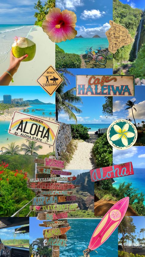 Hawaii Collage Wallpaper, Hawaii Collage, Summer Prints Wallpaper, Beachy Wallpapers, Summer Beach Wallpaper, Pretty Wallpaper Ipad, Tropical Aesthetic, Cute Backgrounds For Iphone, Travel Collage